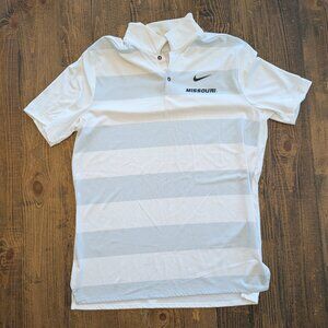Mizzou Nike Drifit Polo White/Grey Stripes, L